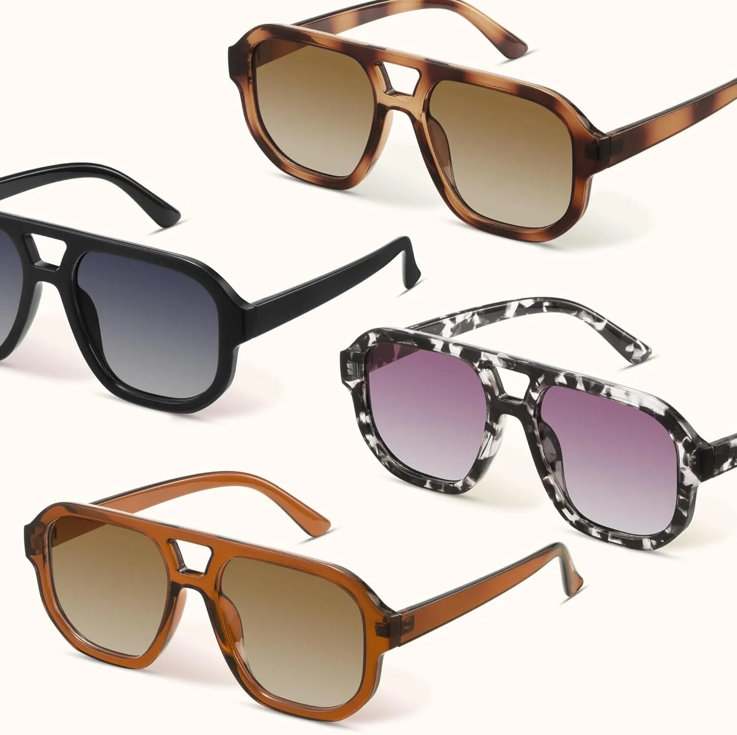 livho Trendy Polarized Square Aviator Sunglasses Women Men Square Eyewear Frame, Retro Sun Glasses for Women Men 2025 Shades