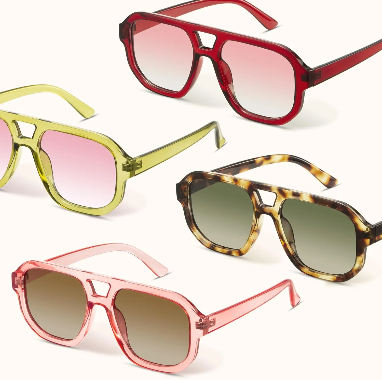 livho Trendy Polarized Square Aviator Sunglasses Women Men Square Eyewear Frame, Retro Sun Glasses for Women Men 2025 Shades