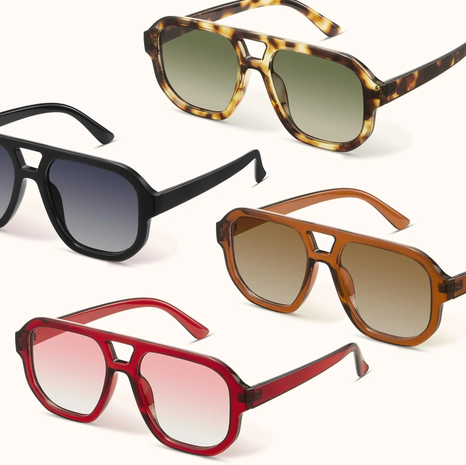 livho Trendy Polarized Square Aviator Sunglasses Women Men Square Eyewear Frame, Retro Sun Glasses for Women Men 2025 Shades