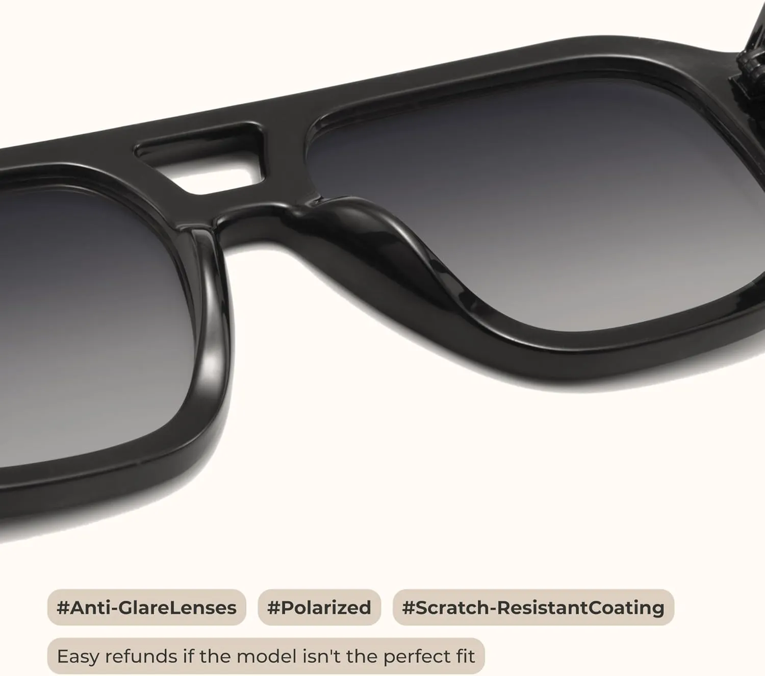livho Trendy Polarized Square Aviator Sunglasses Women Men Square Eyewear Frame, Retro Sun Glasses for Women Men 2025 Shades