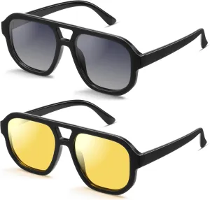 livho Trendy Polarized Square Aviator Sunglasses Women Men Square Eyewear Frame, Retro Sun Glasses for Women Men 2025 Shades