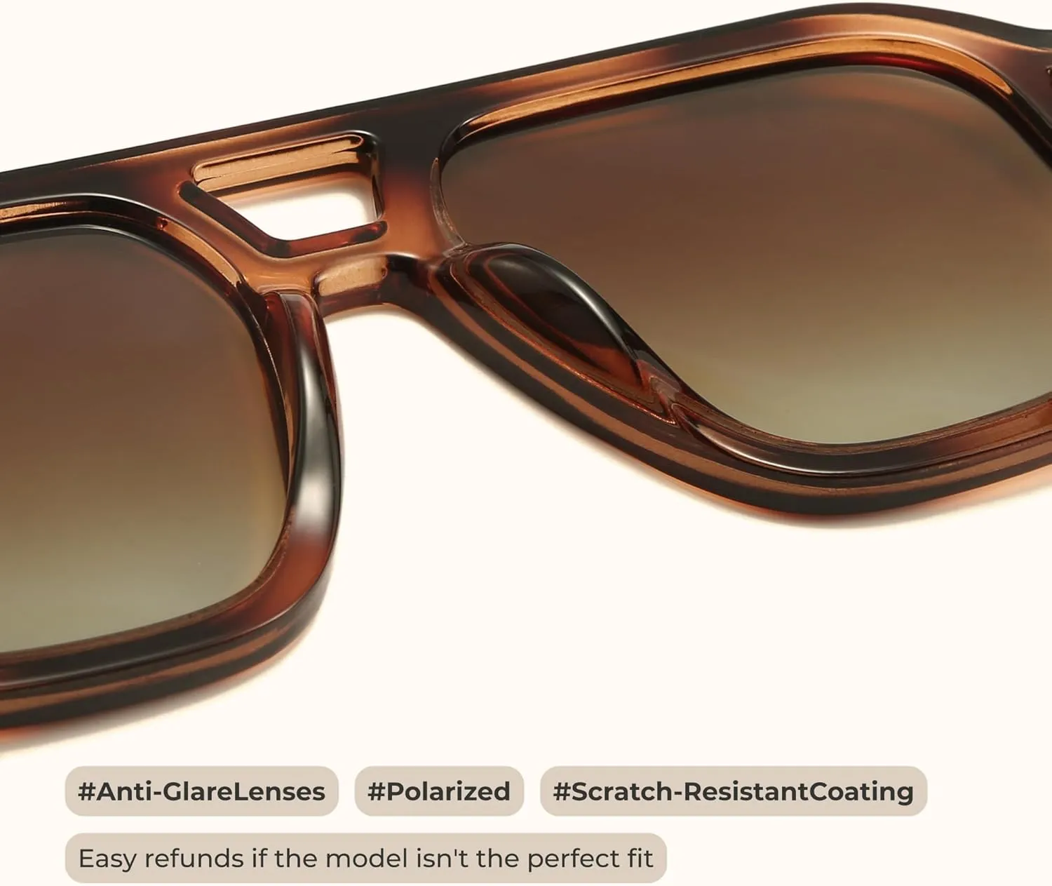 livho Trendy Polarized Square Aviator Sunglasses Women Men Square Eyewear Frame, Retro Sun Glasses for Women Men 2025 Shades