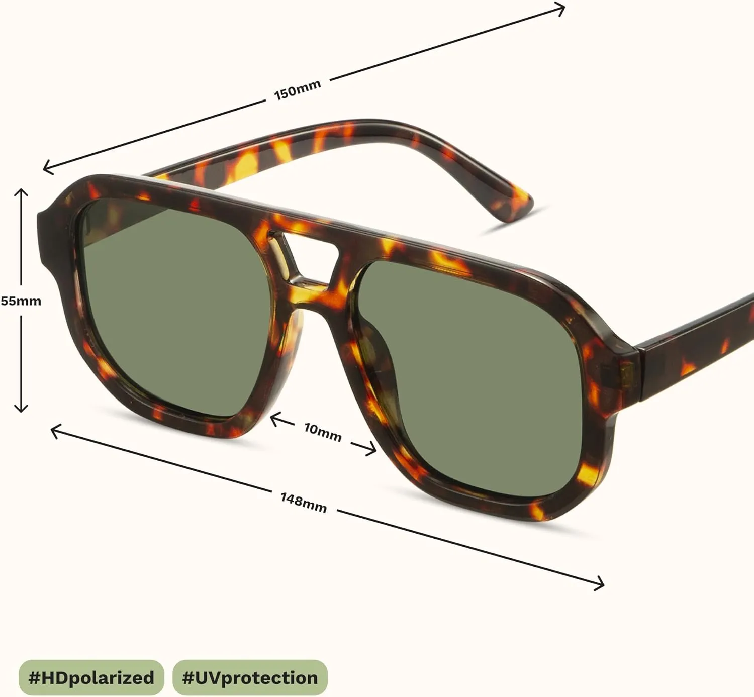 livho Trendy Polarized Square Aviator Sunglasses Women Men Square Eyewear Frame, Retro Sun Glasses for Women Men 2025 Shades