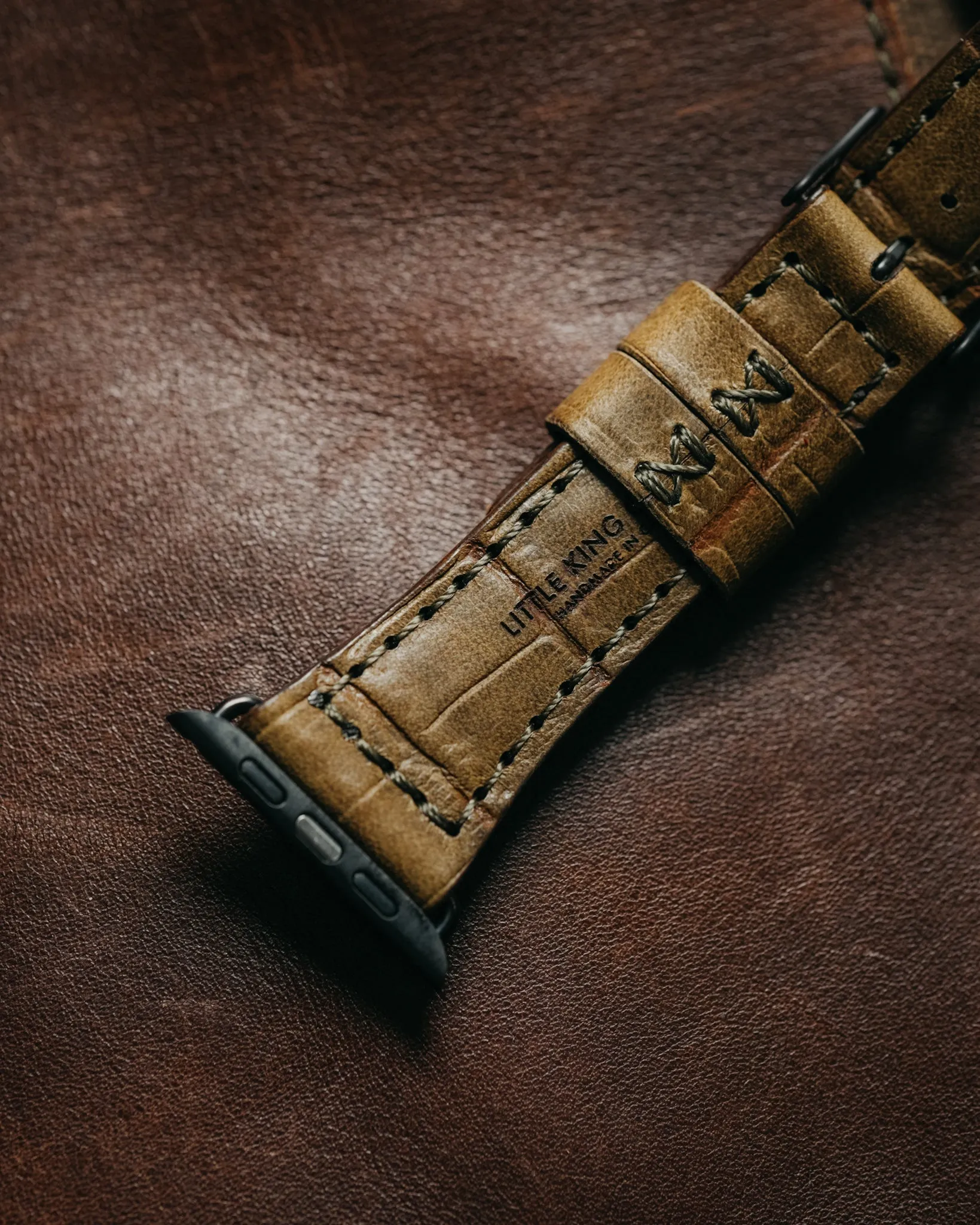 LKG APPLE WATCH STRAP - Alligator Print - Olive