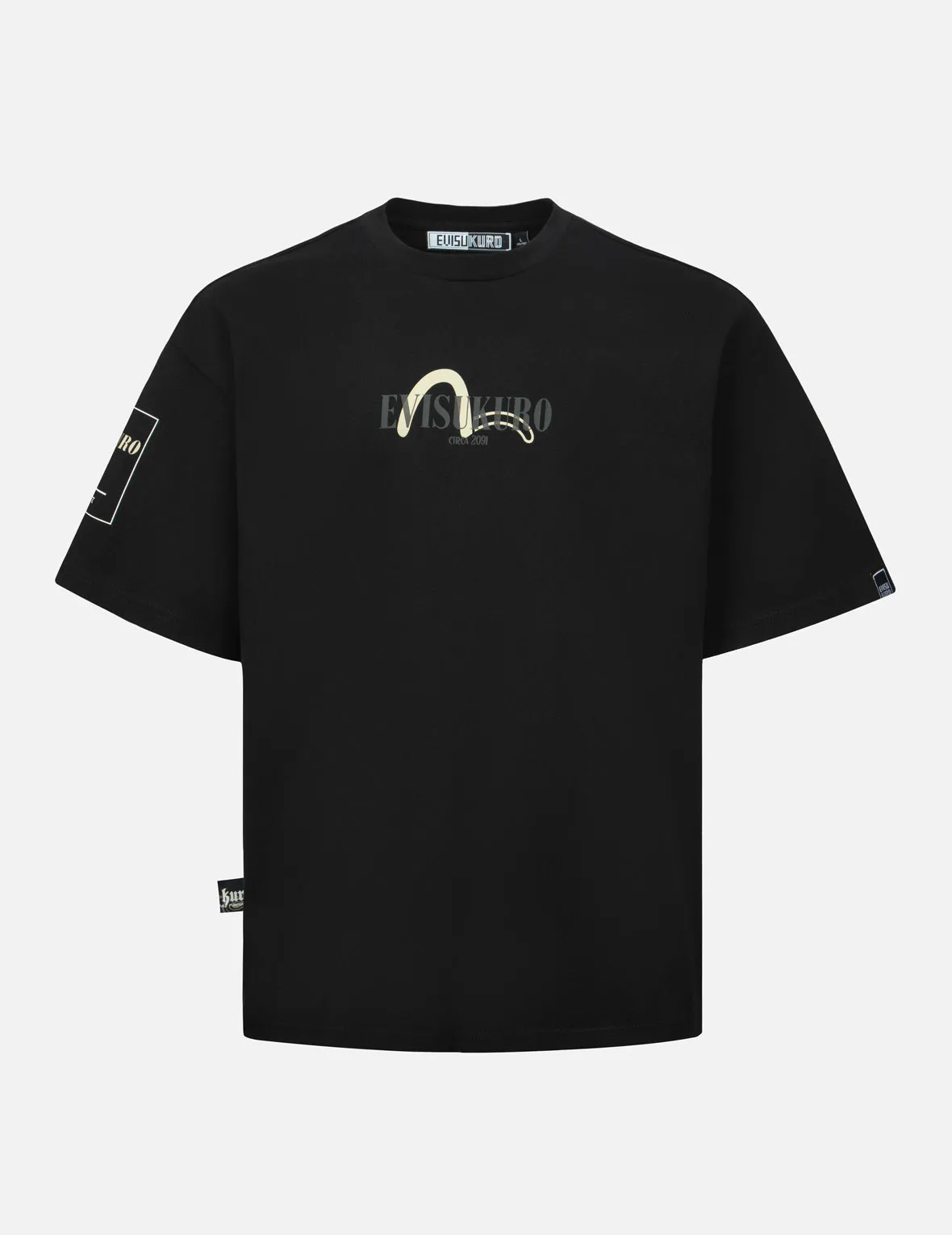Logo Embroidery and Kamon Print Loose Fit T-Shirt