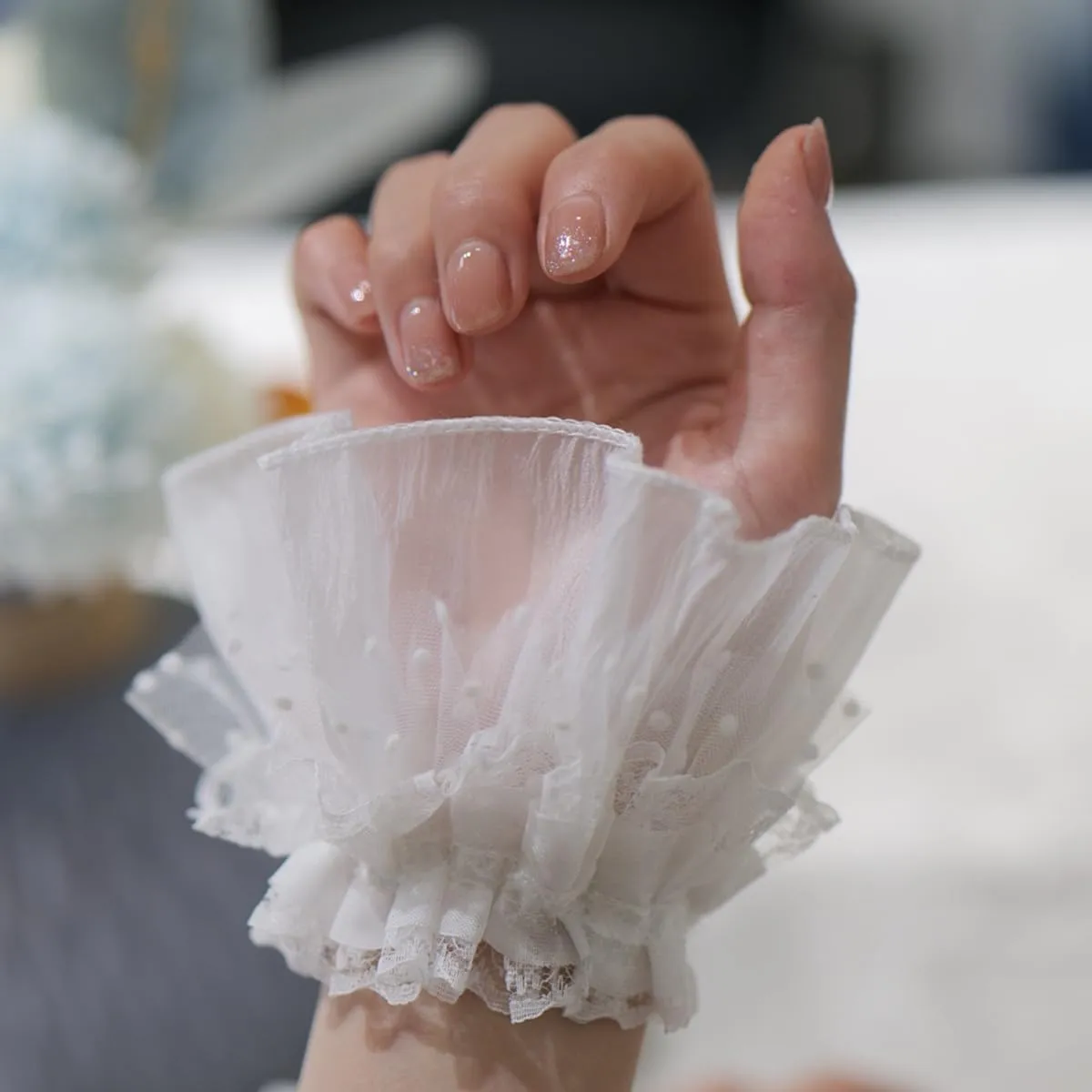 Lolita Lace Gloves Cuff - Sexy Elastic Bracelet Women's Ruffled Floral Wrist Cuff - Flared False Cuffs