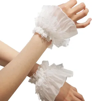 Lolita Lace Gloves Cuff - Sexy Elastic Bracelet Women's Ruffled Floral Wrist Cuff - Flared False Cuffs