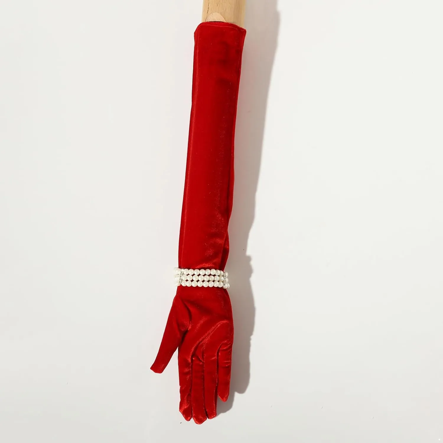 Long Opera Party 20s Gloves and Pearl Bracelet Set Elbow Length Bridal Evening Dress