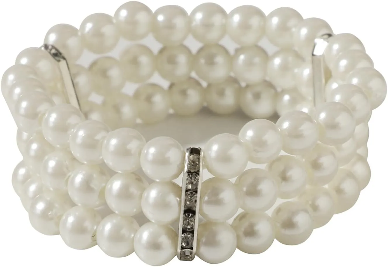 Long Opera Party 20s Gloves and Pearl Bracelet Set Elbow Length Bridal Evening Dress