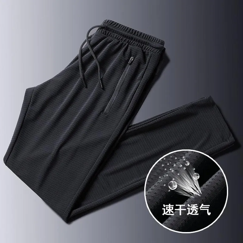 Loose Plus Size Summer Mesh Silk Thin Quick Dry Breathable Straight Sport Pants