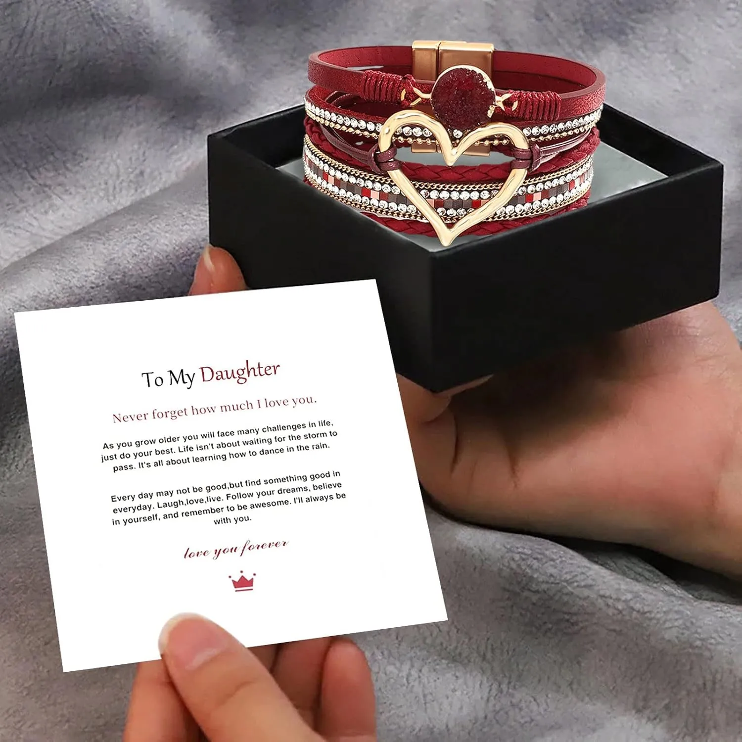 Love Woven Bracelet Bohemian Multi Layer Bracelet Leather Bracelets For Women Men Christmas Birthday Gift Color Rope Woven Bracelet Love Hollow Leather Bracelets Flower Earrings Dangling (D, One Size)