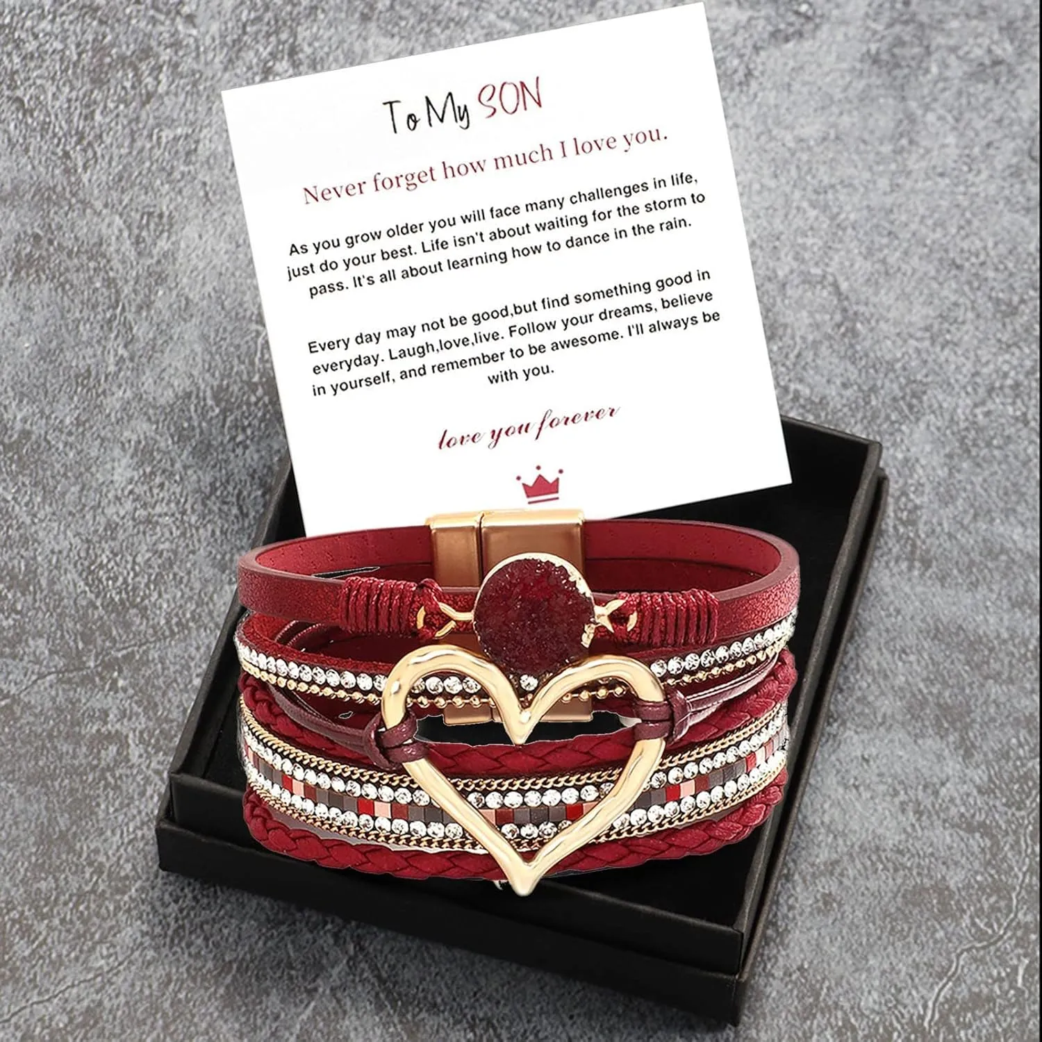 Love Woven Bracelet Bohemian Multi Layer Bracelet Leather Bracelets For Women Men Christmas Birthday Gift Color Rope Woven Bracelet Love Hollow Leather Bracelets Flower Earrings Dangling (D, One Size)