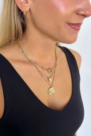Lovely Statement Butterfly Pendant Layered Necklace