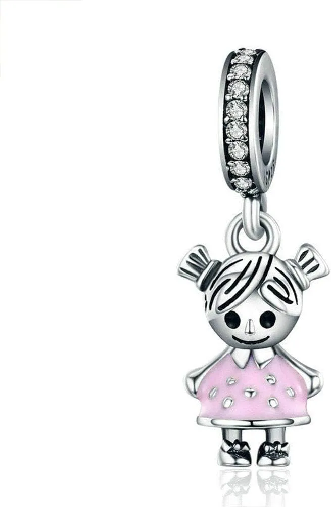 Lucky Boy Charm 925 Sterling Silver Child Birthday Love Family Birthstone Heart Mom Letter Charm for Pandora Charm Bracelet