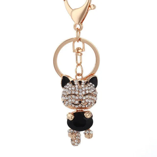 Lucky Cat Crystal Keychain