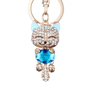 Lucky Cat Crystal Keychain