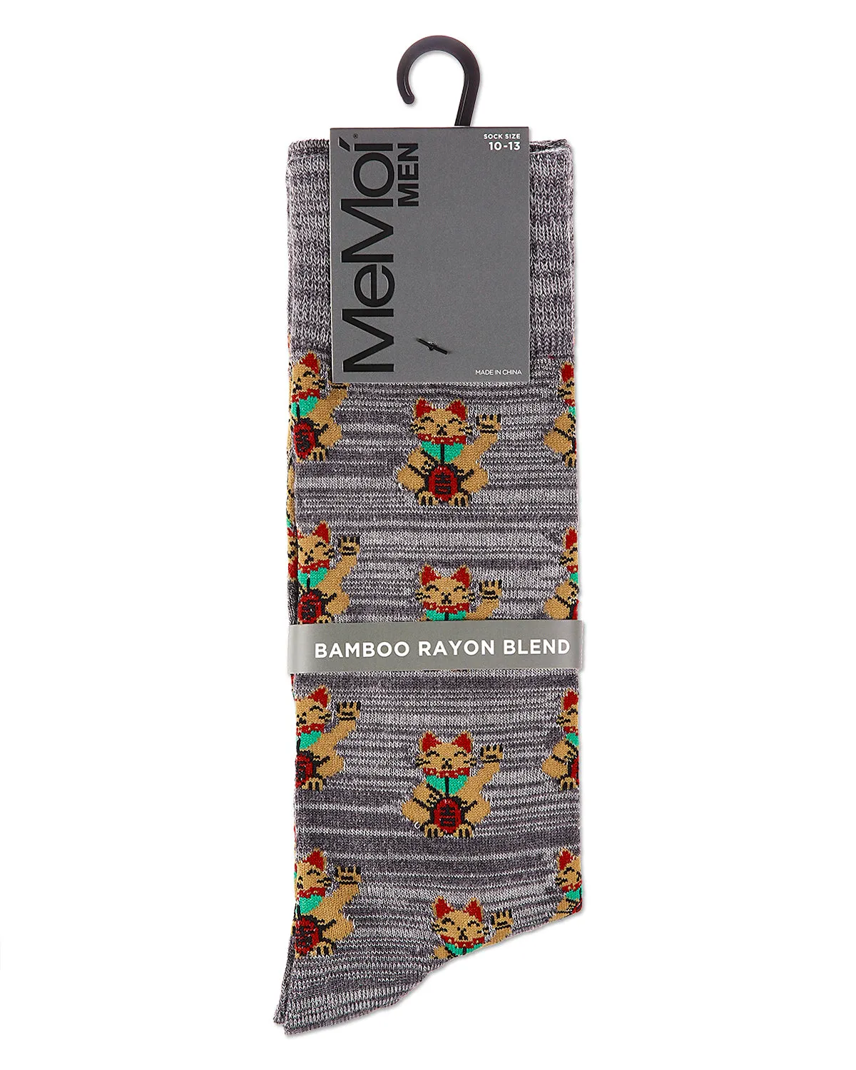 Lucky Cat Maneki-Neko Men's Bamboo Blend Crew Socks
