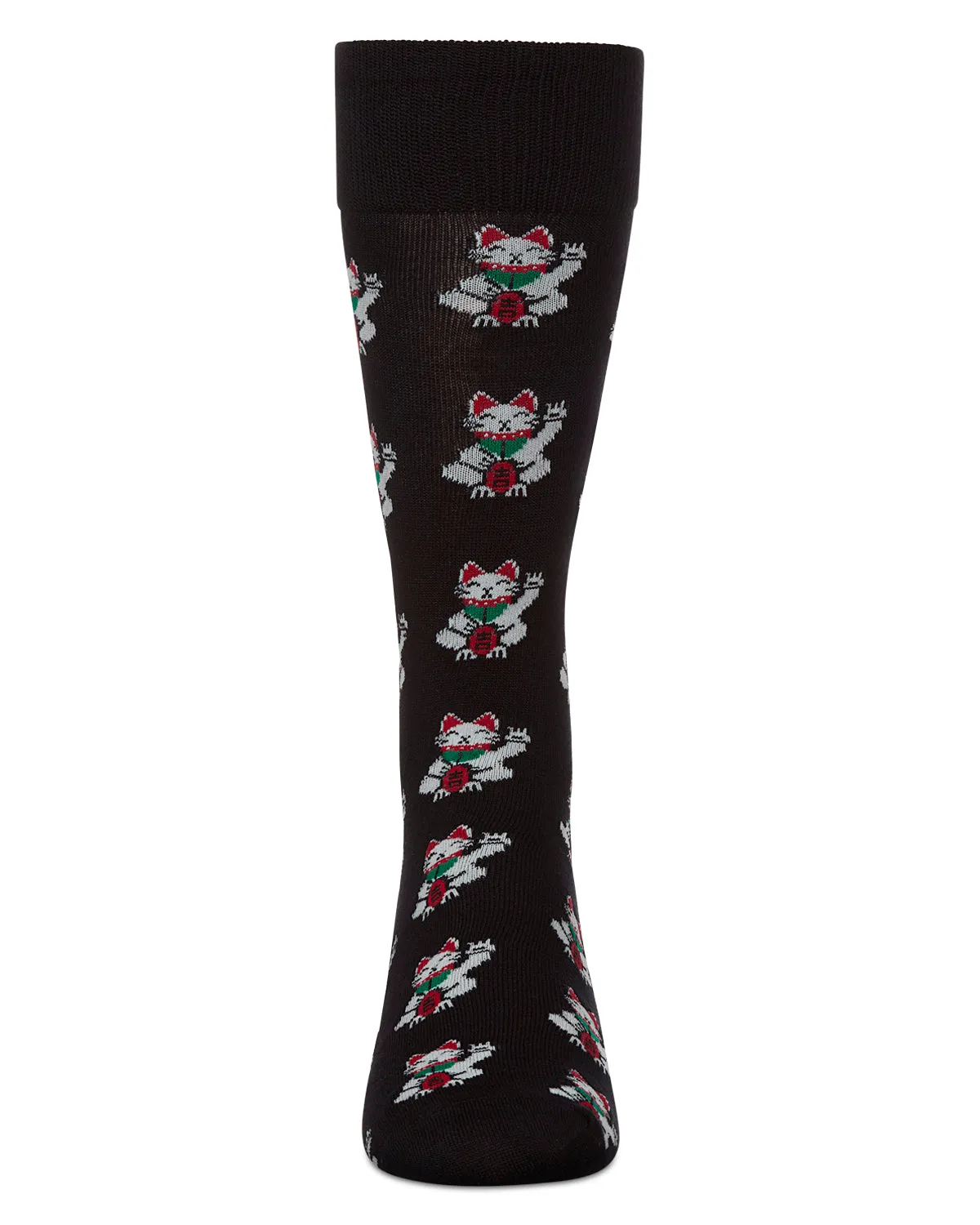 Lucky Cat Maneki-Neko Men's Bamboo Blend Crew Socks
