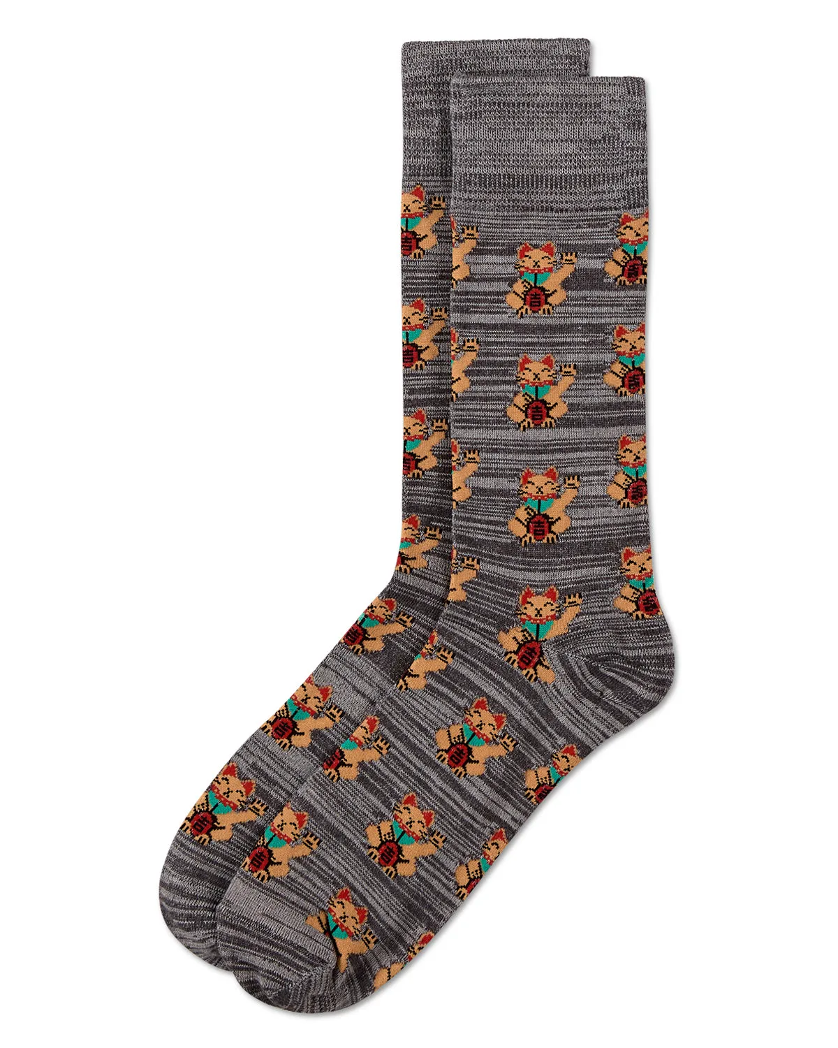 Lucky Cat Maneki-Neko Men's Bamboo Blend Crew Socks