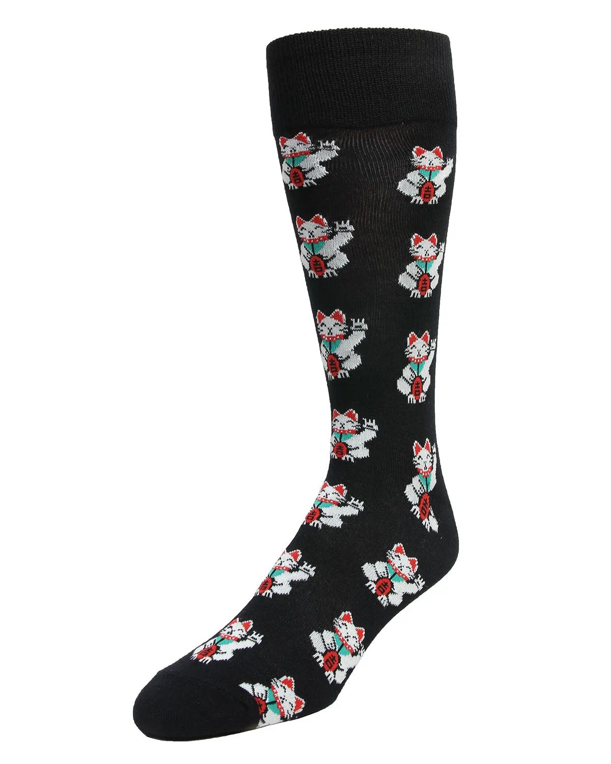 Lucky Cat Maneki-Neko Men's Bamboo Blend Crew Socks