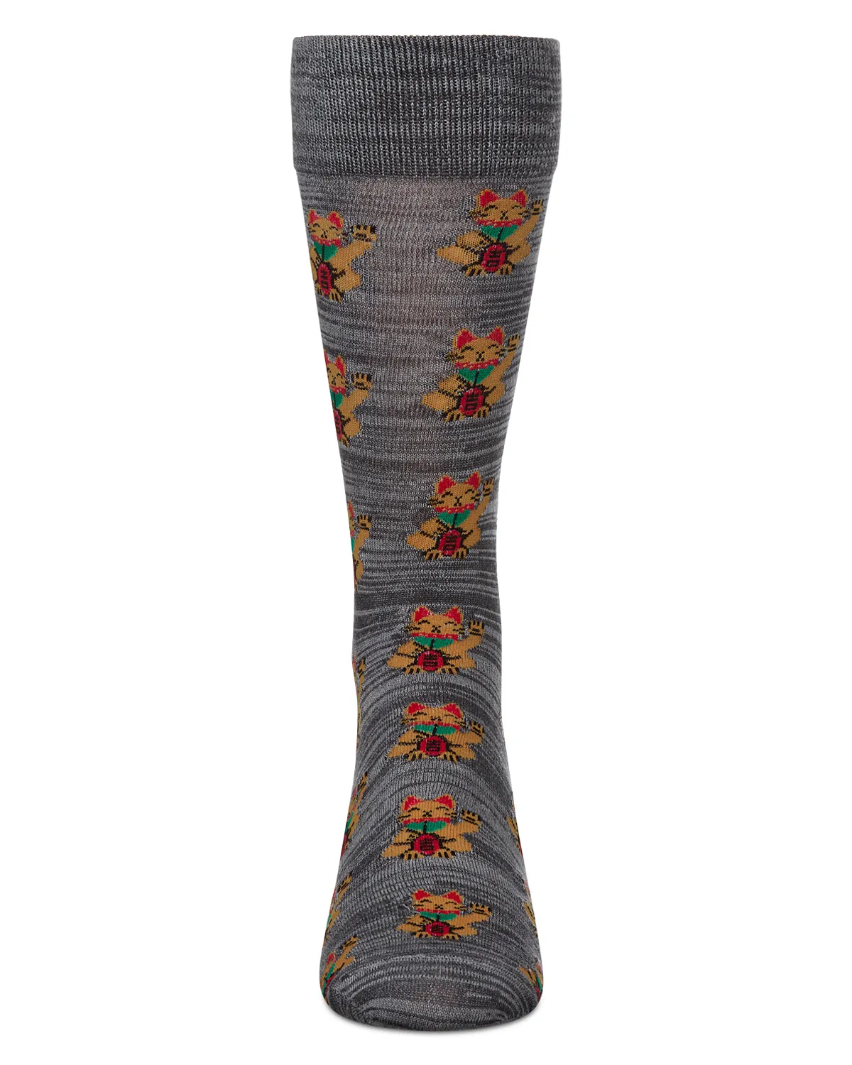 Lucky Cat Maneki-Neko Men's Bamboo Blend Crew Socks