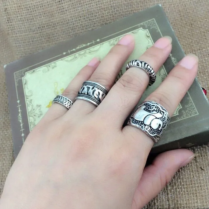 Lucky Elephant Ring Set