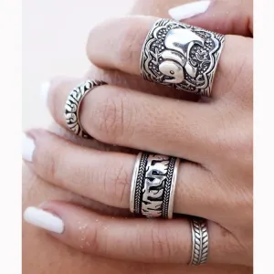 Lucky Elephant Ring Set