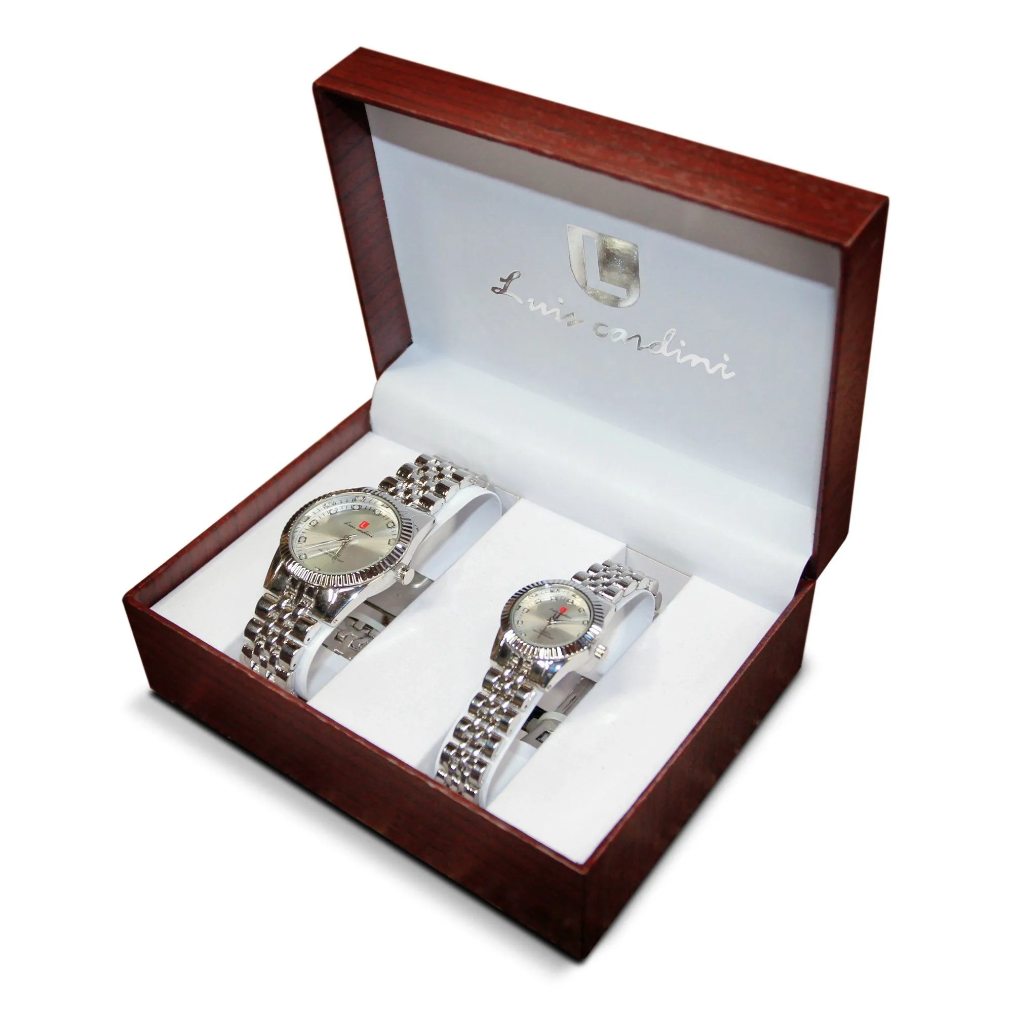 Luis Cardini Stainless Steel His & Her Couple Watch