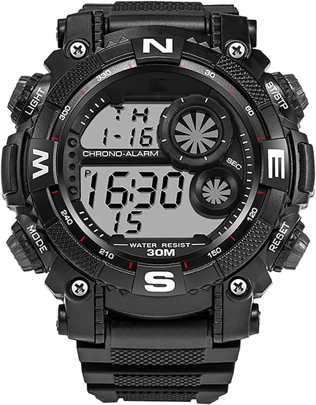 Luminous Military Watches Men's Digital Sports Watches Shockproof Large Dial Men's Watches Outdoor Waterproof Alarm Clock Watches C