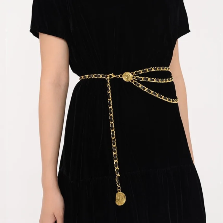Luxe Leather Braided Multi Chain Belts