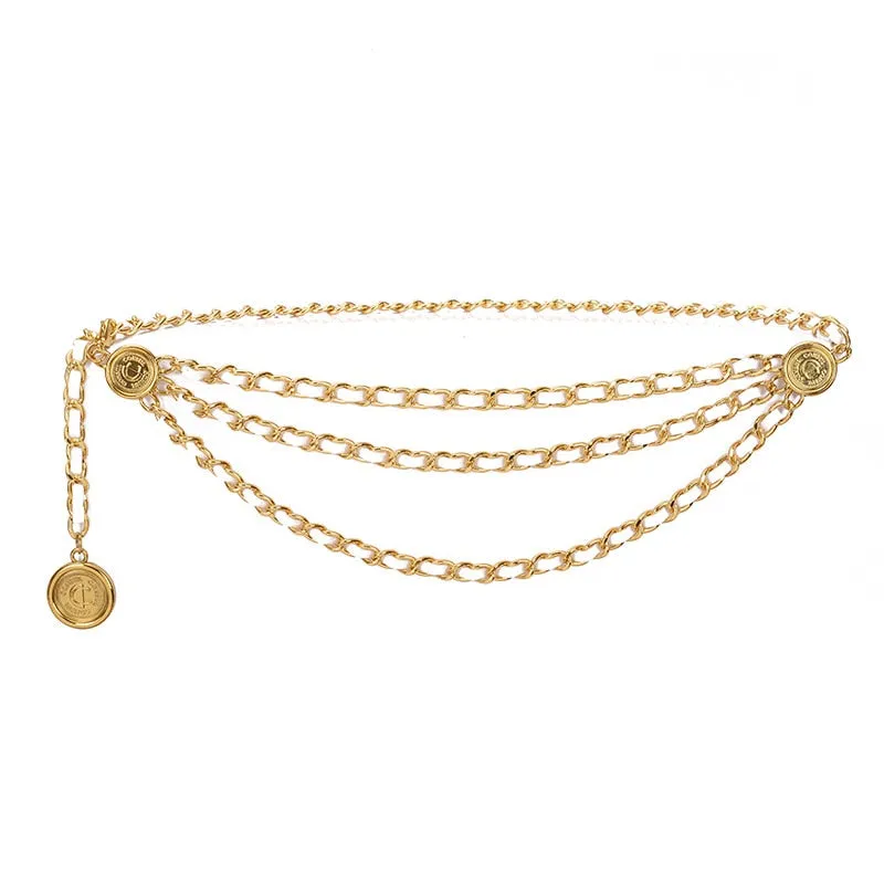 Luxe Leather Braided Multi Chain Belts