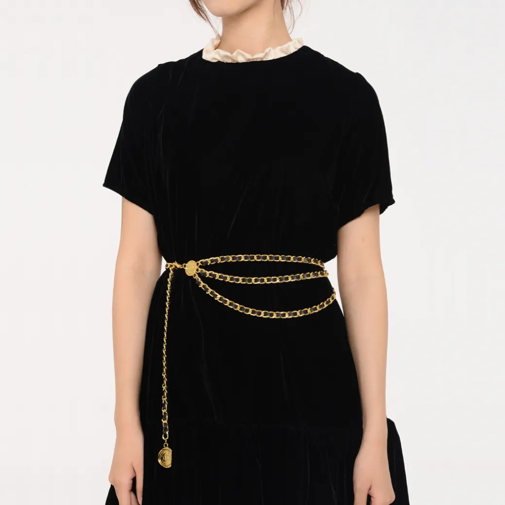 Luxe Leather Braided Multi Chain Belts