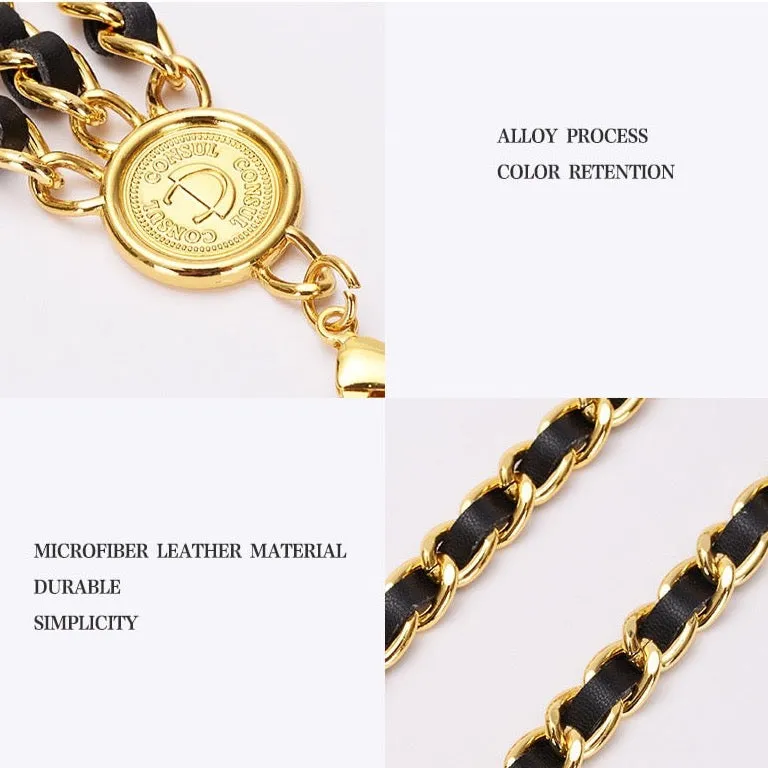 Luxe Leather Braided Multi Chain Belts