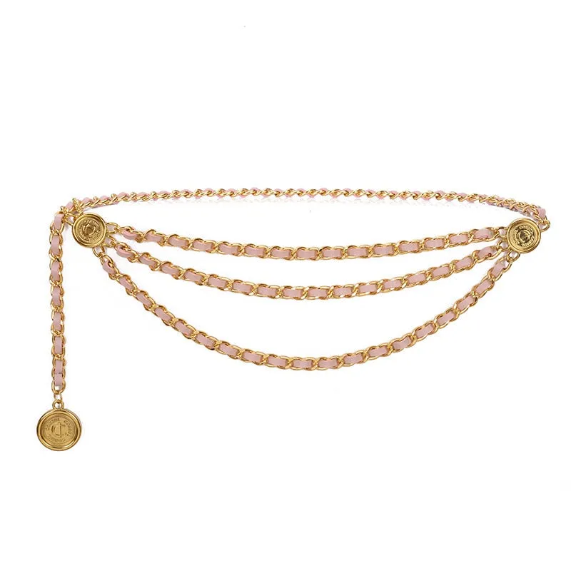 Luxe Leather Braided Multi Chain Belts