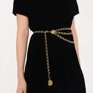 Luxe Leather Braided Multi Chain Belts