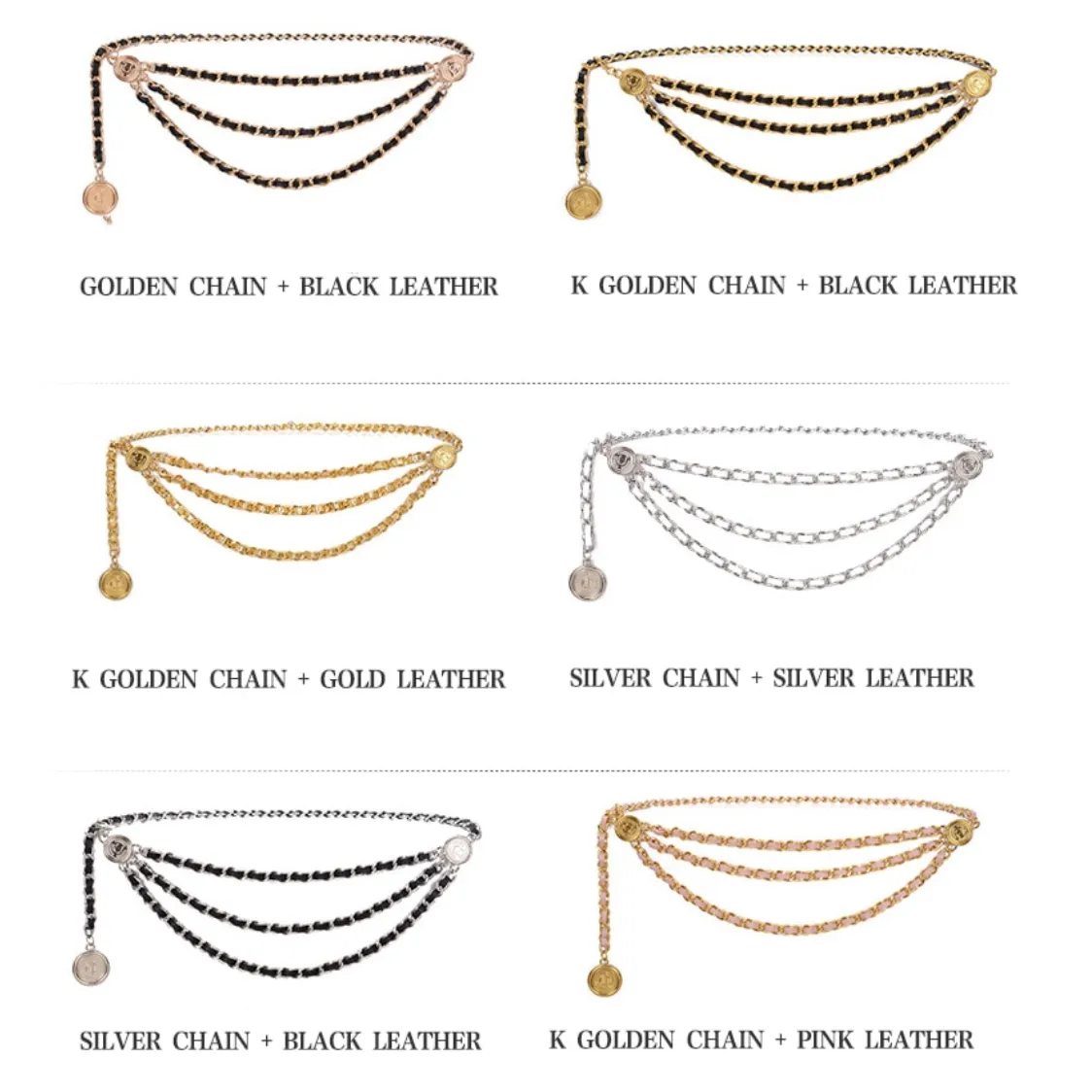 Luxe Leather Braided Multi Chain Belts