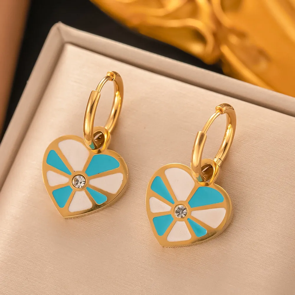 Luxury Jewelry Set Gold Color Heart Pendant Necklaces Earrings Bracelet For Women