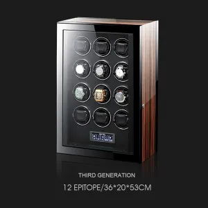 Luxury Wooden Automatic Rotate Watch Winder Storage Display Case Piano Paint Quiet Motor with Remote Control LCD Touch Screen Built-in LED Light