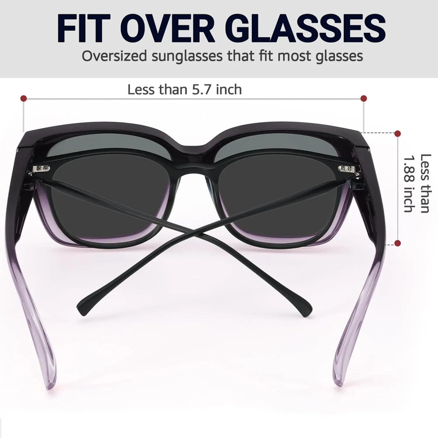 LVIOE 2 Pack Polarized Fit Over Sunglasses for Women Men Oversized Square Over Glasses Sunglasses with UV Protection LS7511