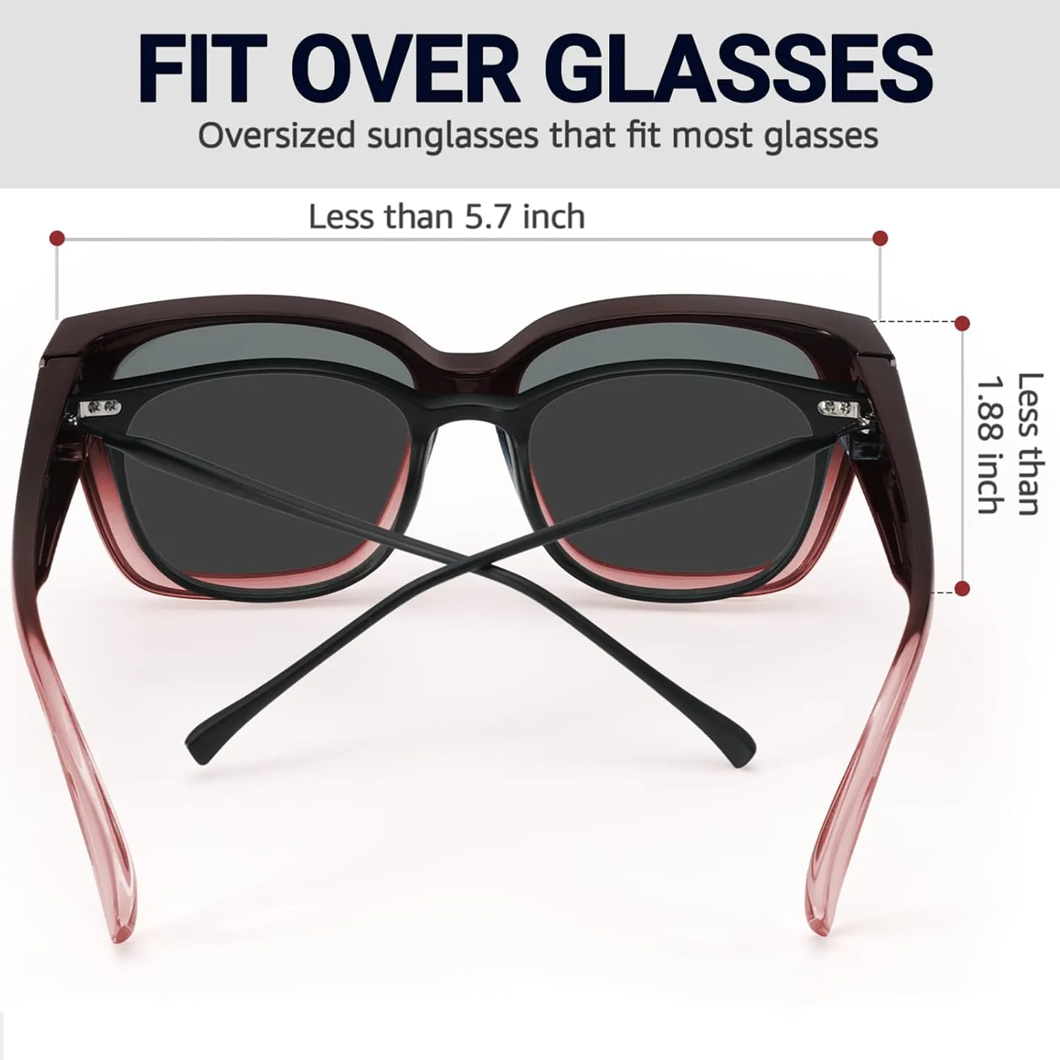 LVIOE 2 Pack Polarized Fit Over Sunglasses for Women Men Oversized Square Over Glasses Sunglasses with UV Protection LS7511