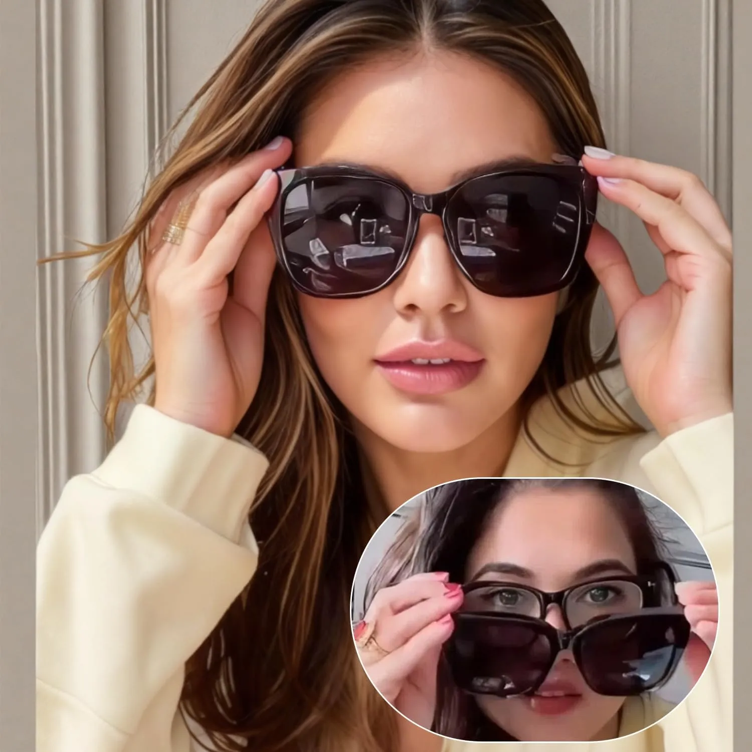 LVIOE 2 Pack Polarized Fit Over Sunglasses for Women Men Oversized Square Over Glasses Sunglasses with UV Protection LS7511