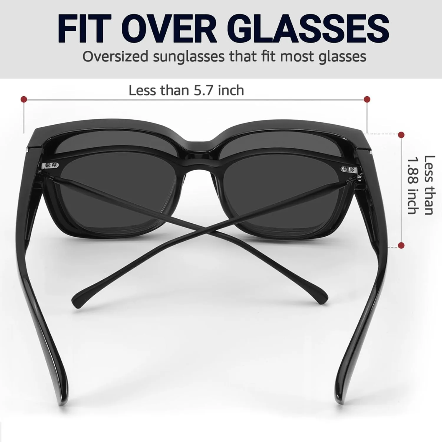 LVIOE 2 Pack Polarized Fit Over Sunglasses for Women Men Oversized Square Over Glasses Sunglasses with UV Protection LS7511