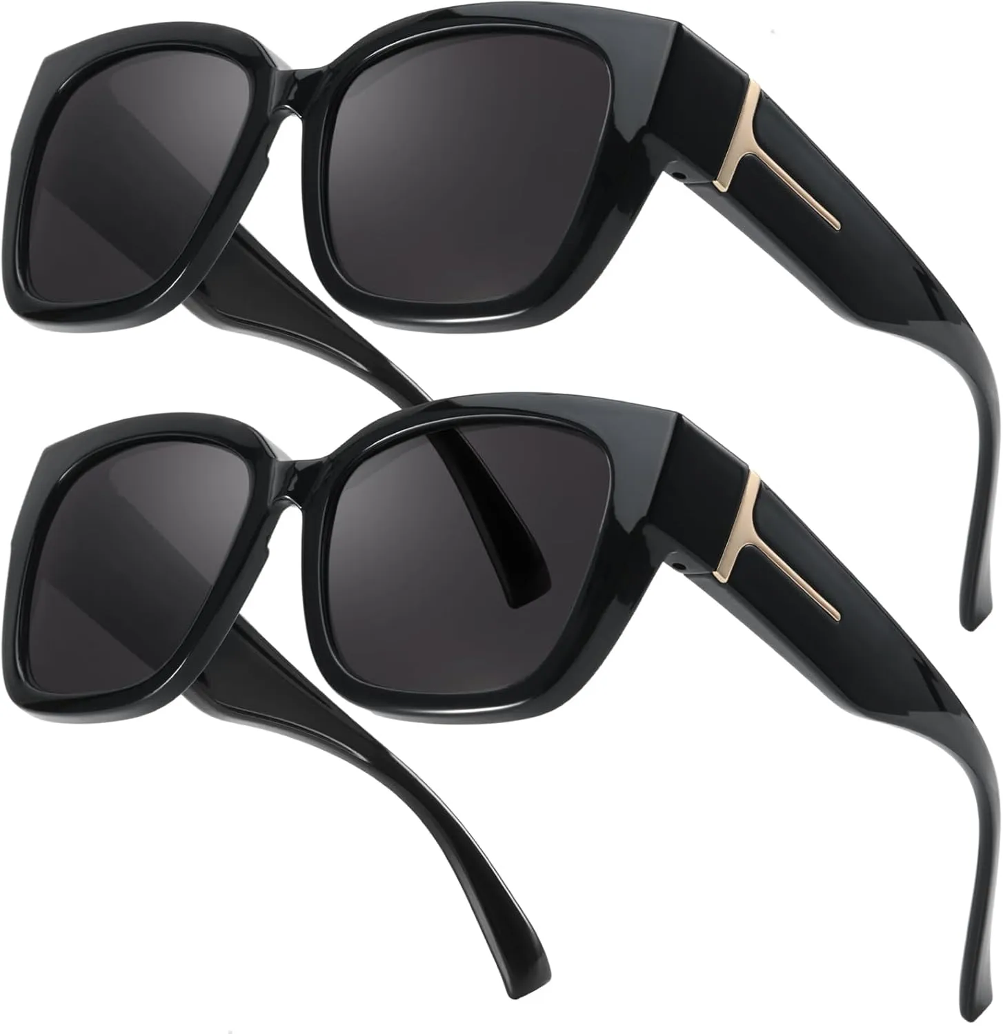 LVIOE 2 Pack Polarized Fit Over Sunglasses for Women Men Oversized Square Over Glasses Sunglasses with UV Protection LS7511