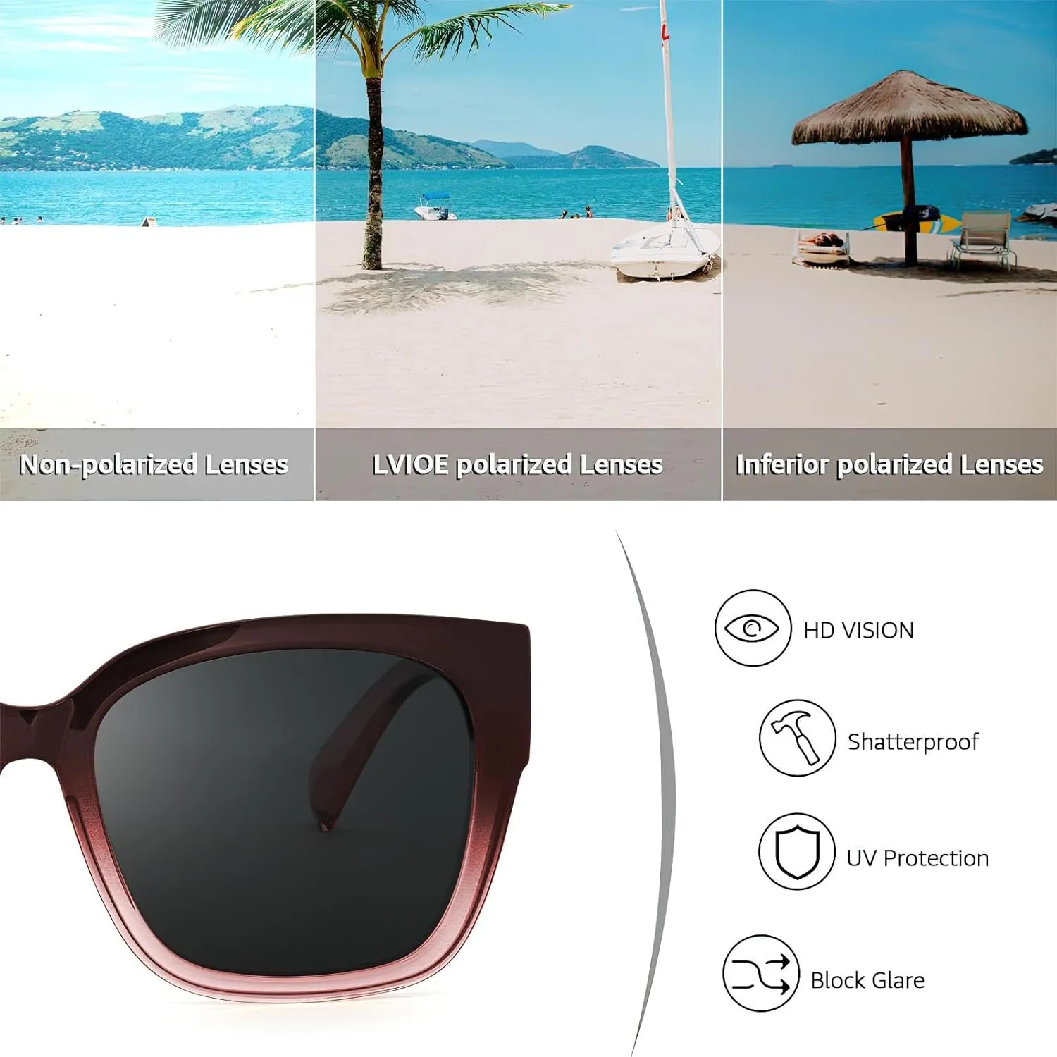 LVIOE 2 Pack Polarized Fit Over Sunglasses for Women Men Oversized Square Over Glasses Sunglasses with UV Protection LS7511
