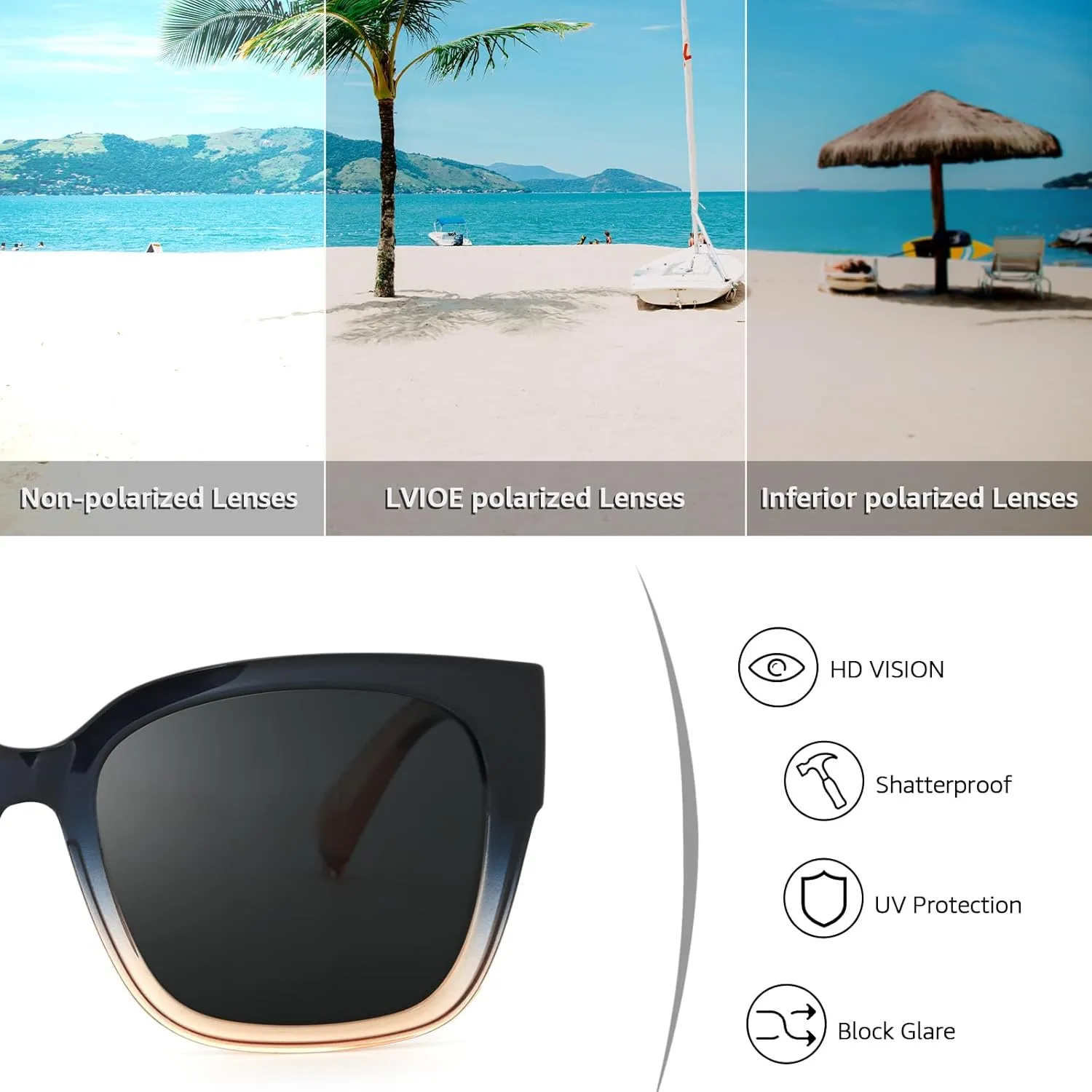 LVIOE 2 Pack Polarized Fit Over Sunglasses for Women Men Oversized Square Over Glasses Sunglasses with UV Protection LS7511