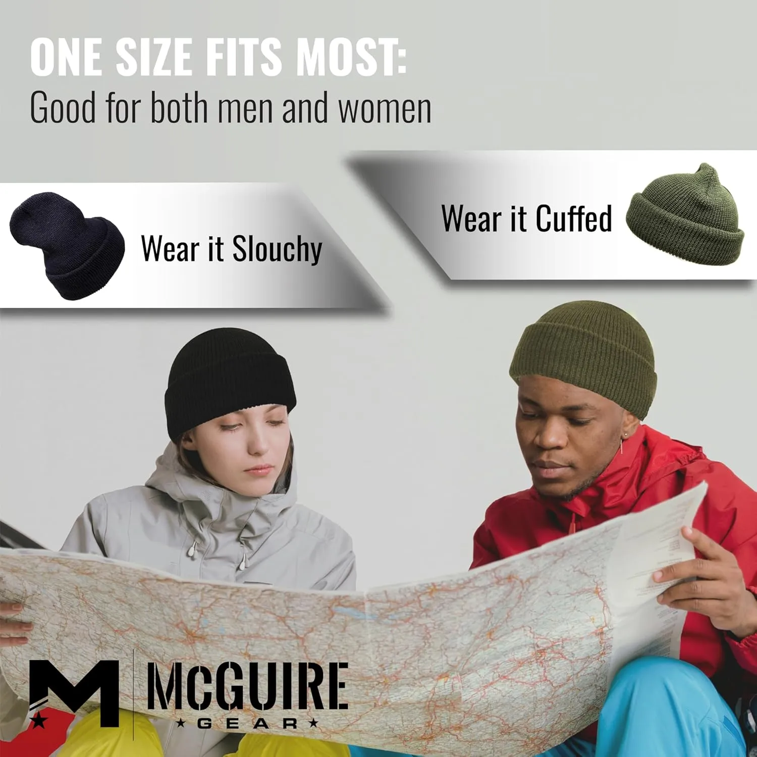 M MCGUIRE GEAR Warm Wool Military GI Watch Cap, 100% Wool US Made Tactical Beanie, Winter Hat for Men and Women - One Size