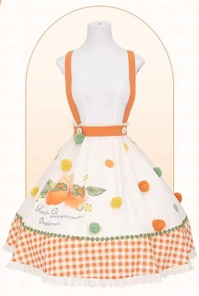 Mademoiselle Pearl~Persimmon~Autumn Persimmon Print Lolita OP JSK SK Dress