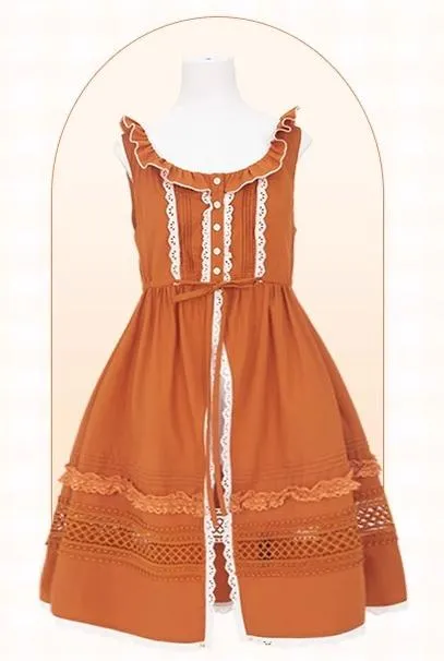 Mademoiselle Pearl~Persimmon~Autumn Persimmon Print Lolita OP JSK SK Dress
