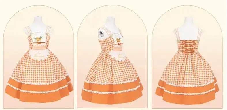 Mademoiselle Pearl~Persimmon~Autumn Persimmon Print Lolita OP JSK SK Dress