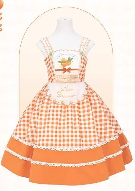 Mademoiselle Pearl~Persimmon~Autumn Persimmon Print Lolita OP JSK SK Dress